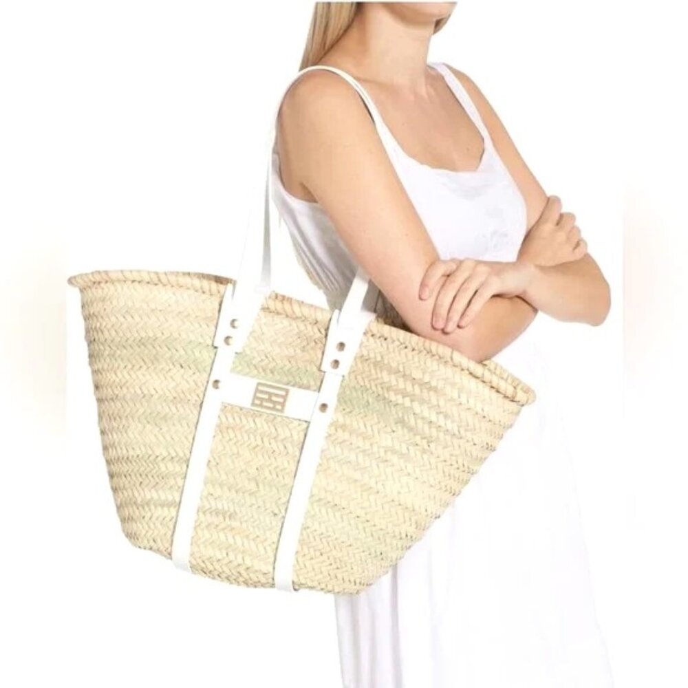 NWT FRAME Straw Tote- natural and OFF white SOLD OUT EVERYWHERE - Picture 2 of 7